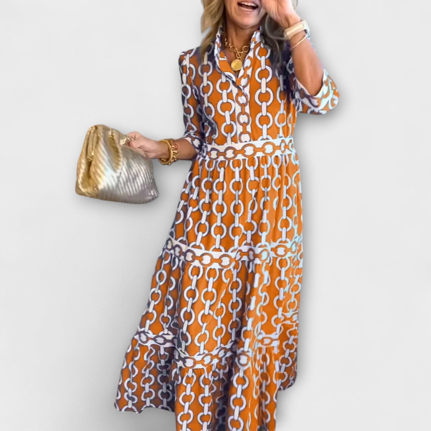 Sophia - Rochie midi cu model lanț