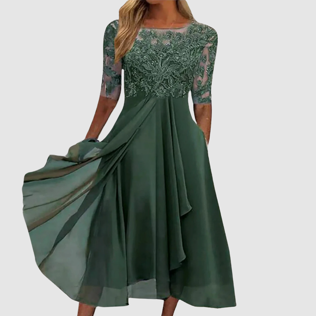 Veronica – Rochie elegantă din dantelă cu fustă fluidă