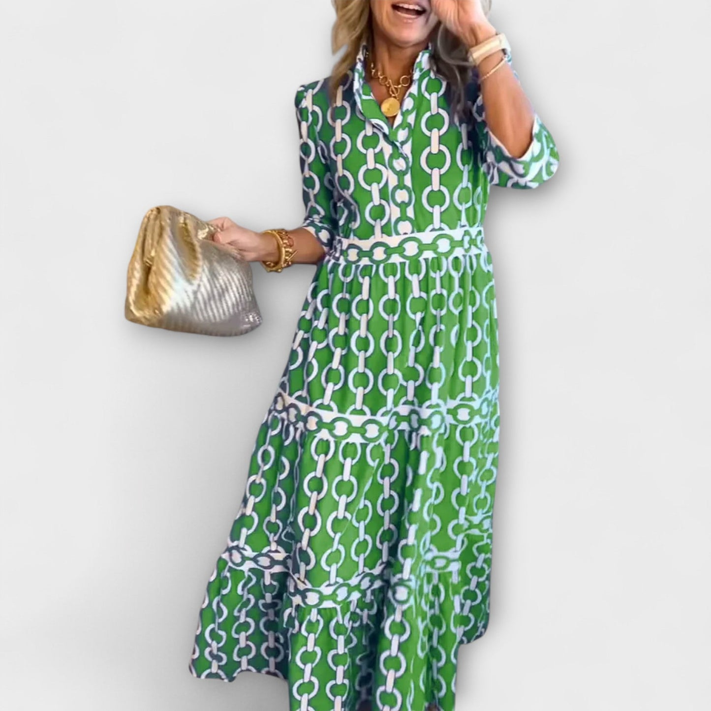 Sophia - Rochie midi cu model lanț
