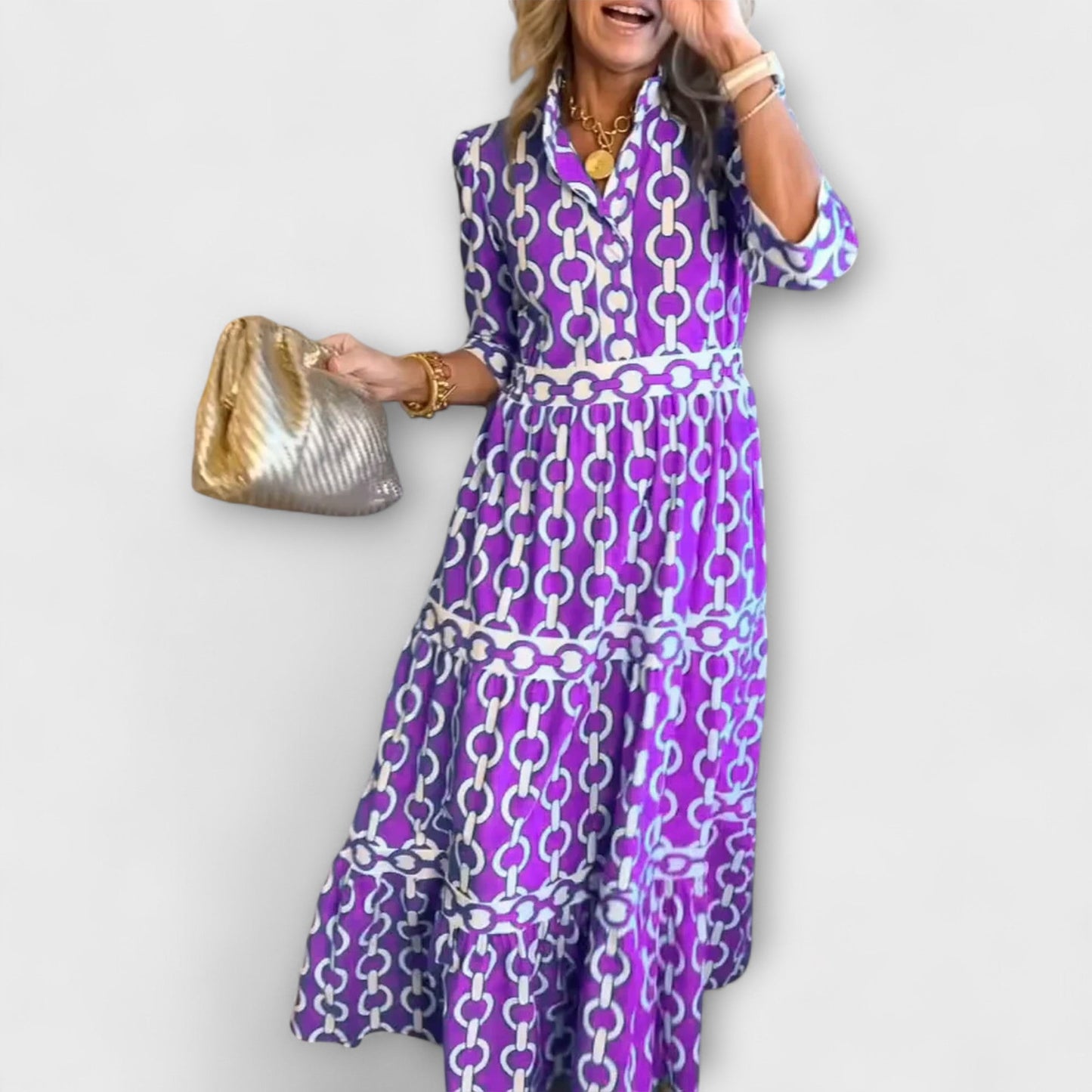 Sophia - Rochie midi cu model lanț