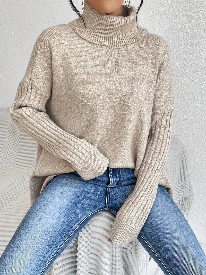 Adriana – Pulover casual cu mâneci lungi și guler înalt