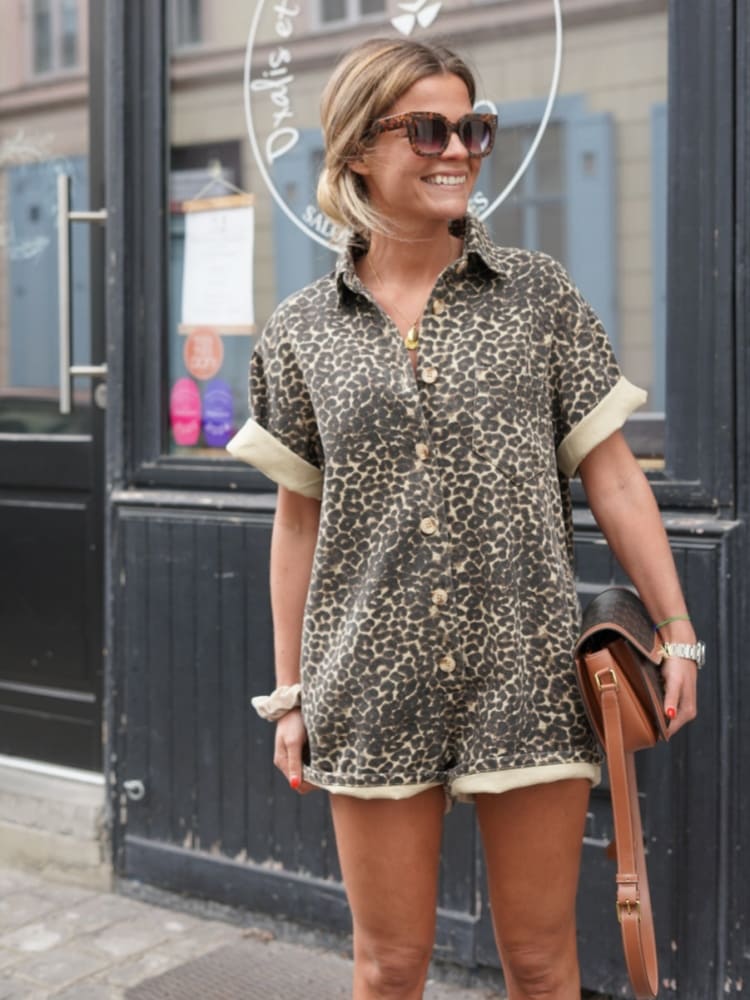 Claudia – Salopetă cu imprimeu leopard