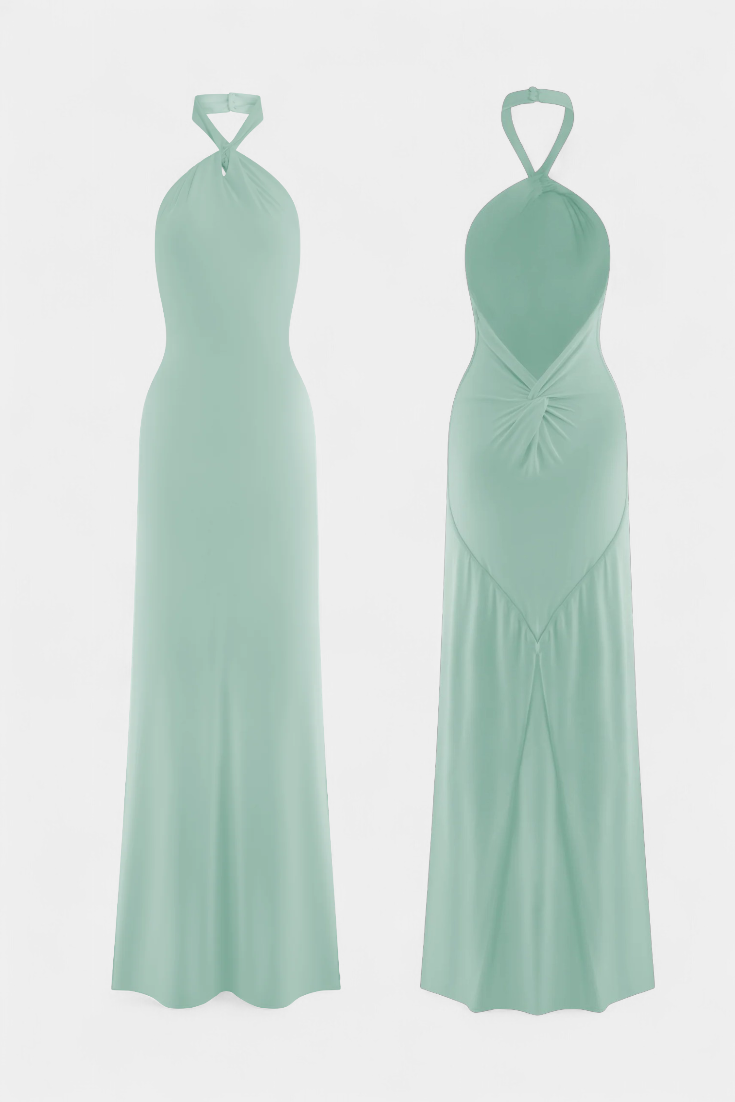 Trinity - Rochie strâmtă cu bretele, cu drapaj și spate decupat