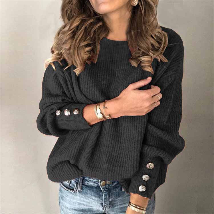 Claudia – Pulover casual tricotat cu guler rotund și mâneci lungi