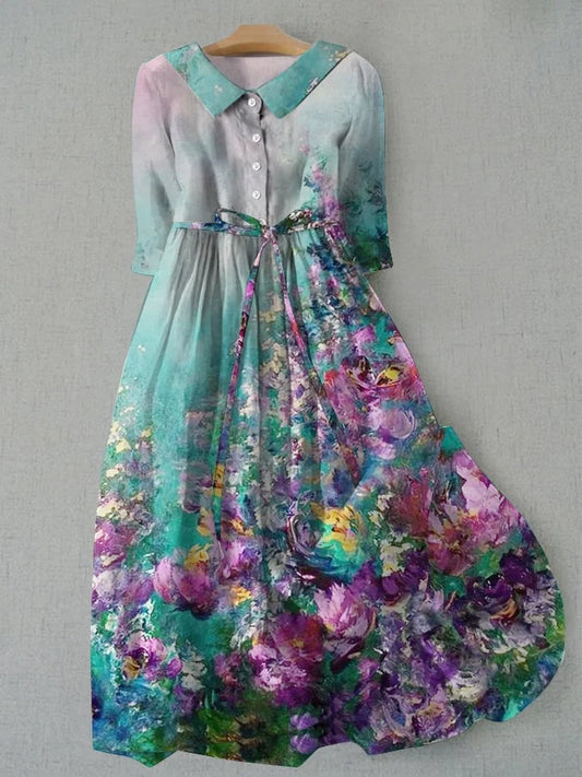 Selora - Rochie florală cu talie legată pentru femei