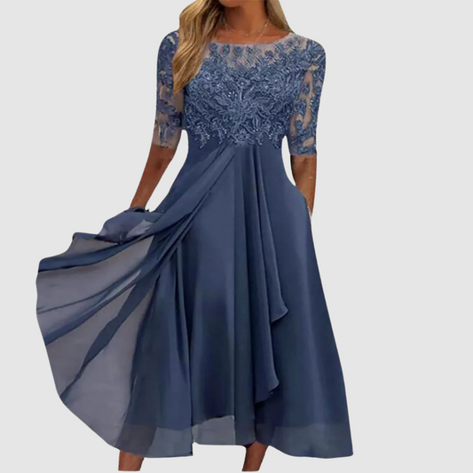 Veronica – Rochie elegantă din dantelă cu fustă fluidă
