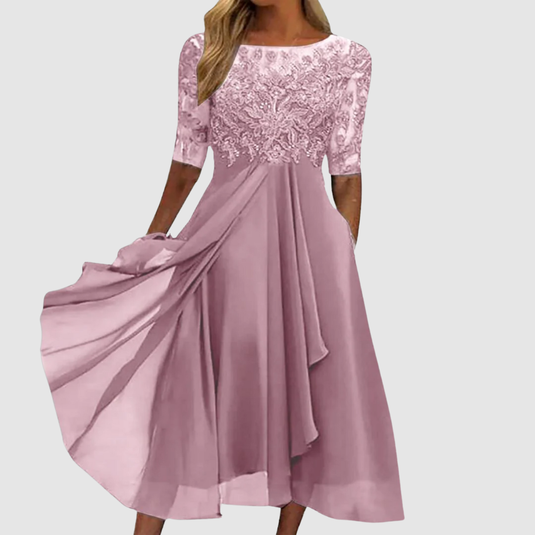 Veronica – Rochie elegantă din dantelă cu fustă fluidă