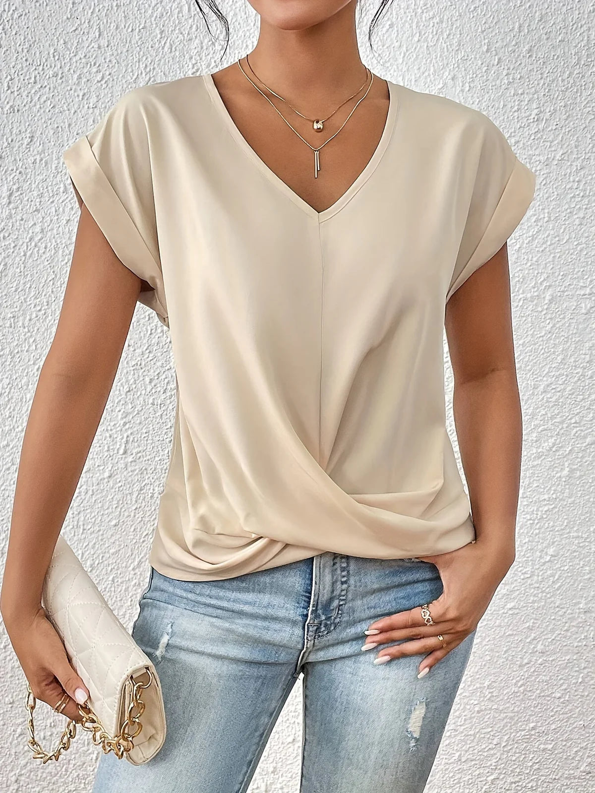 Elena – Tricou casual cu decolteu în V