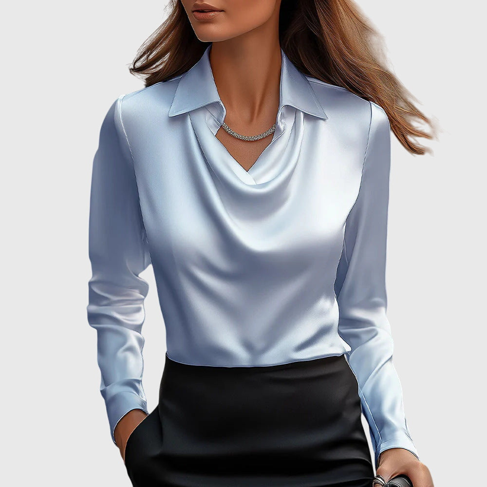 Sylvia - Bluză cu strălucire luxoasă și guler tricotat