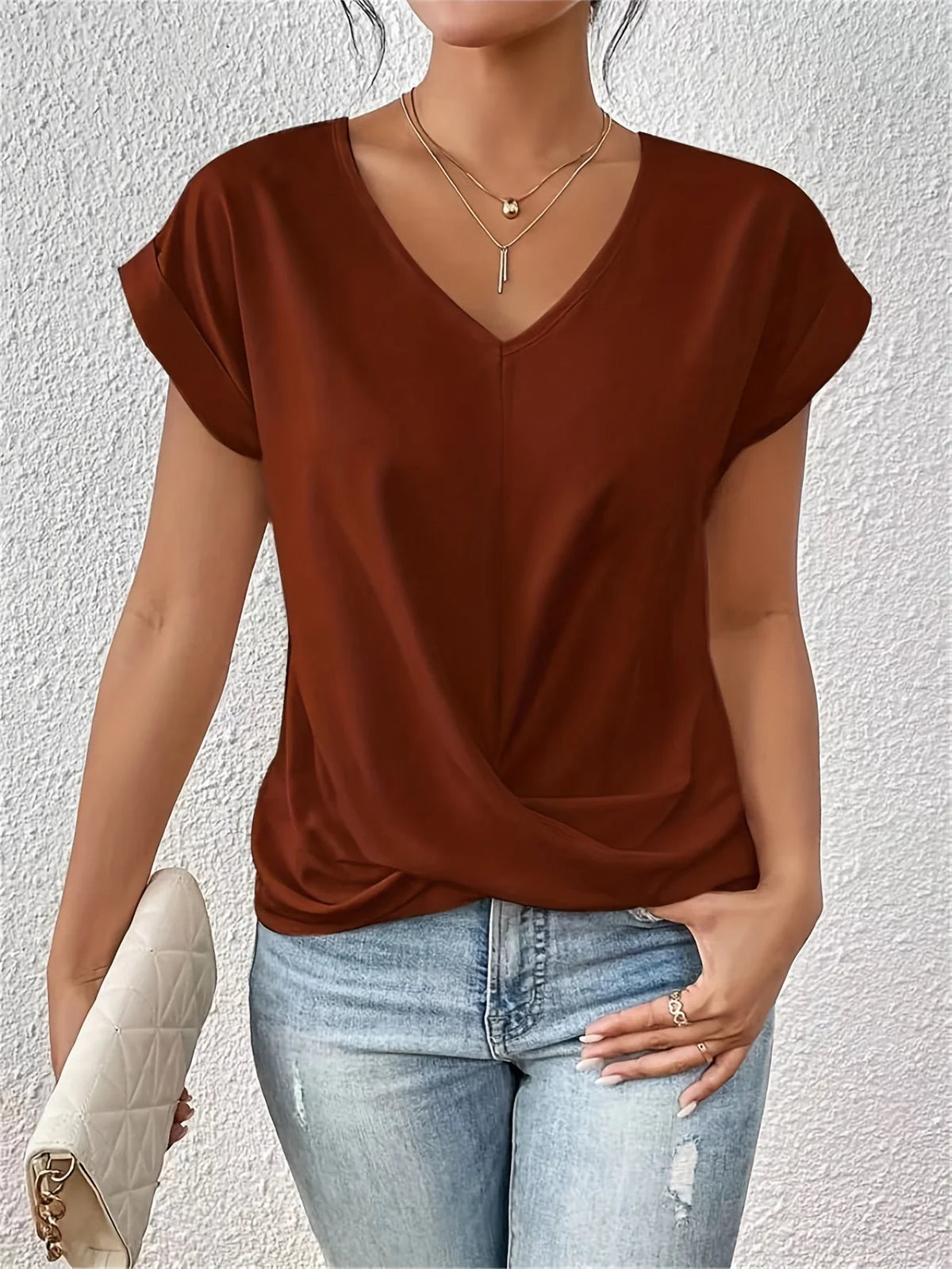 Elena – Tricou casual cu decolteu în V