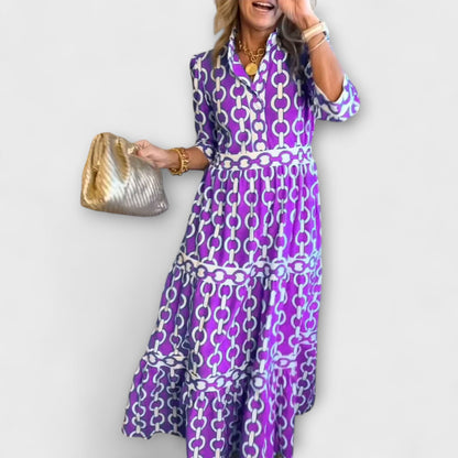 Sophia - Rochie midi cu model lanț