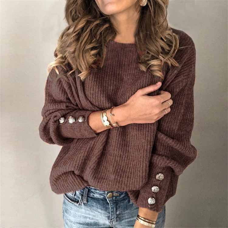 Claudia – Pulover casual tricotat cu guler rotund și mâneci lungi
