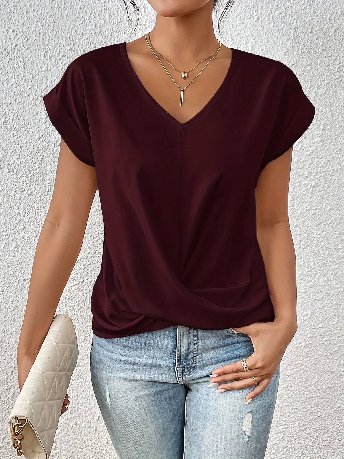 Elena – Tricou casual cu decolteu în V