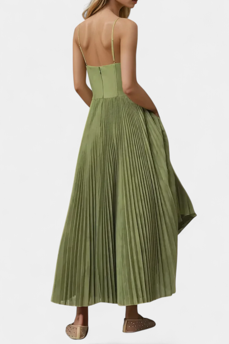 Ottilie – Rochie din șifon plisat cu corset sculptat și decolteu inimă