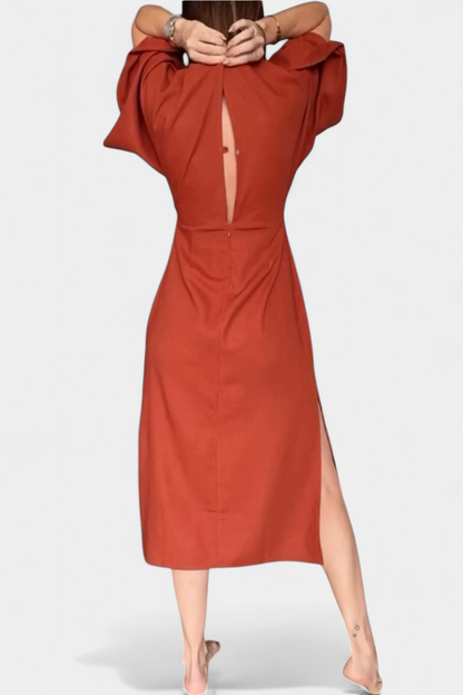 Irina – Rochie casual cu nod frontal și decolteu în V