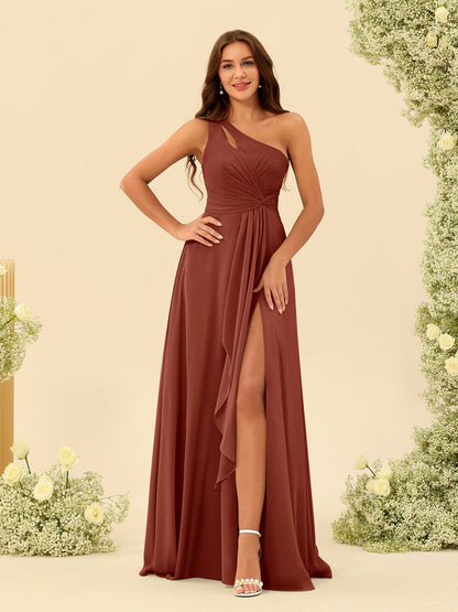 Irina – Rochie lungă de ocazie cu un umăr gol, culoare salvie