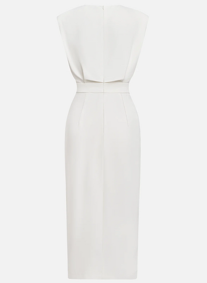 Elena - Rochie elegantă ivoire cu nasturi aurii