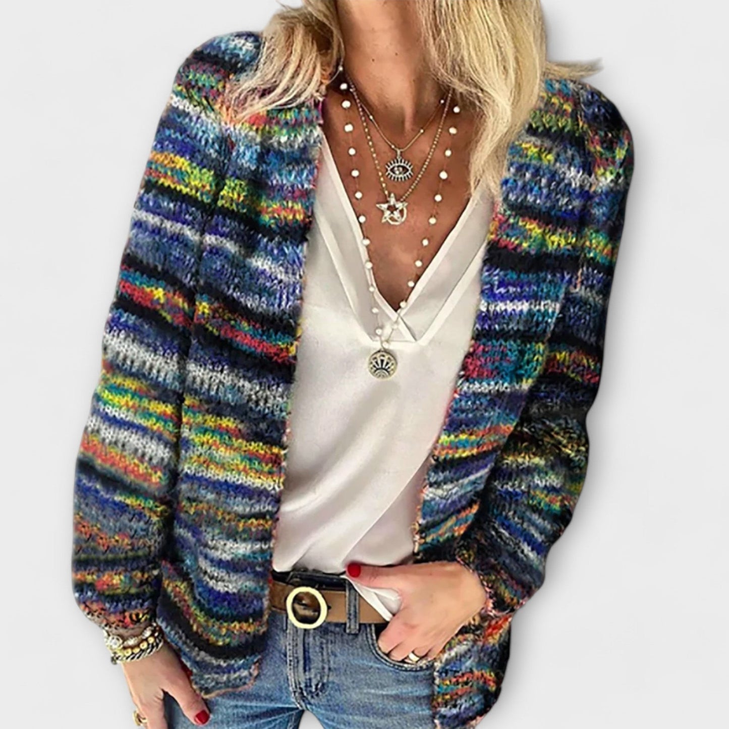 Livia – Cardigan colorat cu design relaxat și deschis