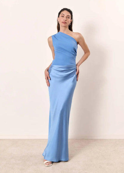 Ileana – Rochie maxi din satin cu un umăr