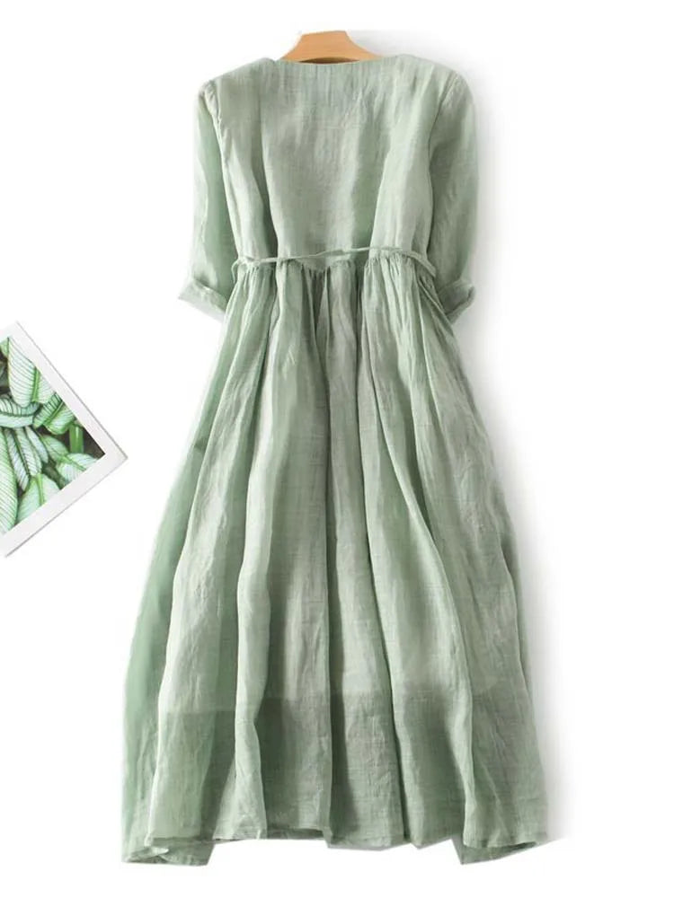 Marisse - Rochie retro pentru femei cu decolteu rotund și talie legată
