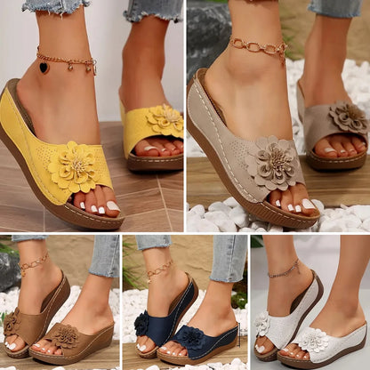 Adelina – Sandale cu platformă florală