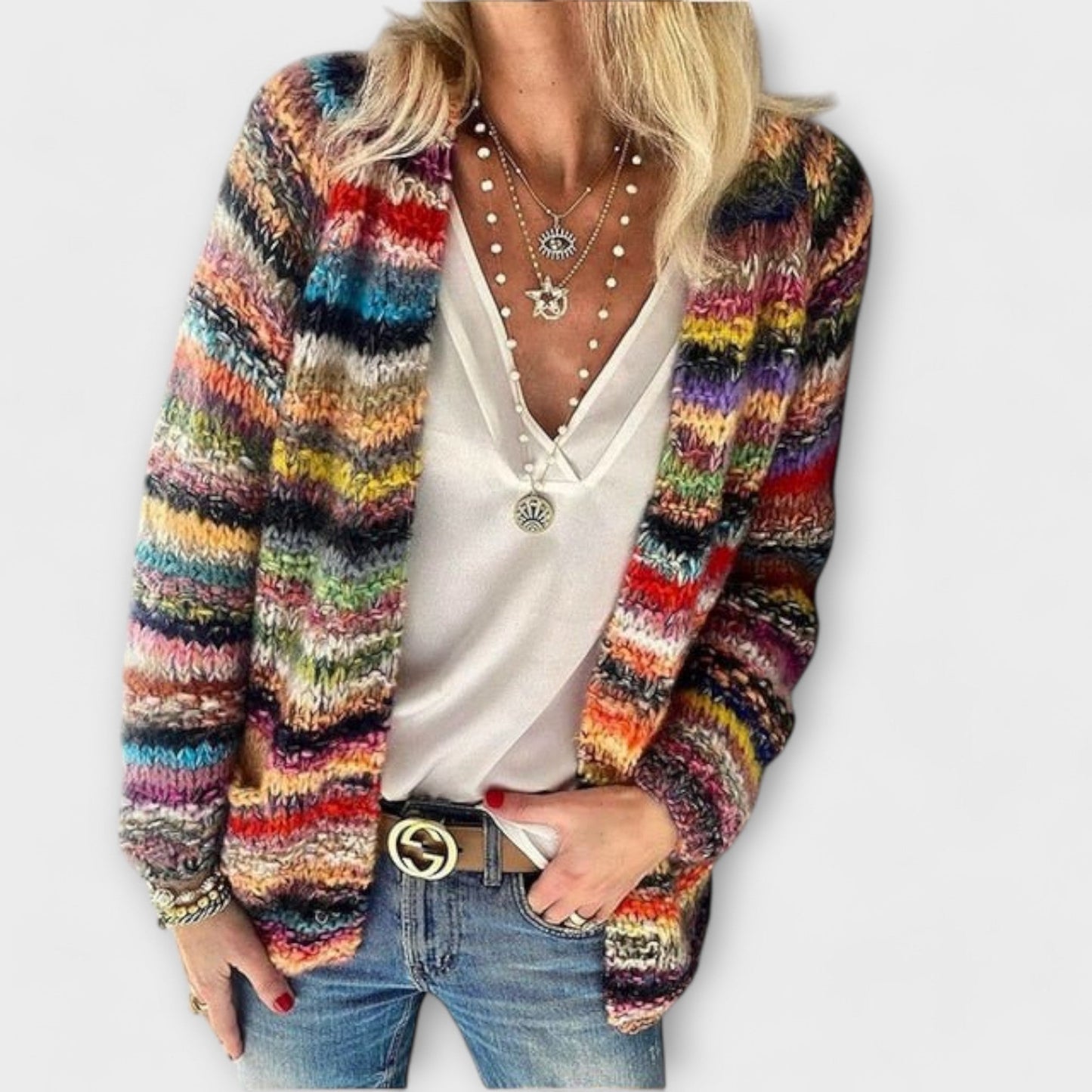 Livia – Cardigan colorat cu design relaxat și deschis