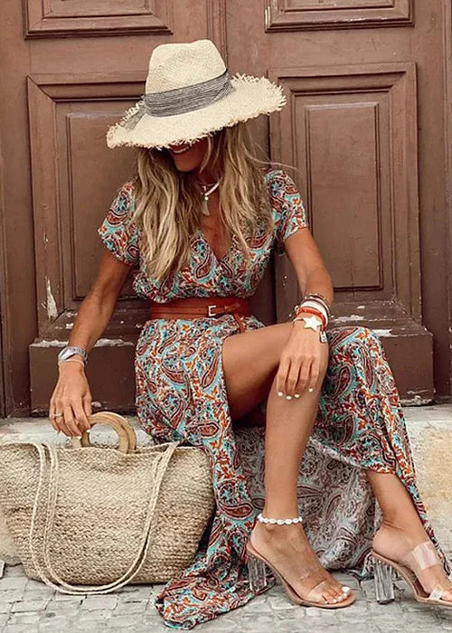 Juliette – Rochie lungă boemă cu talie strânsă