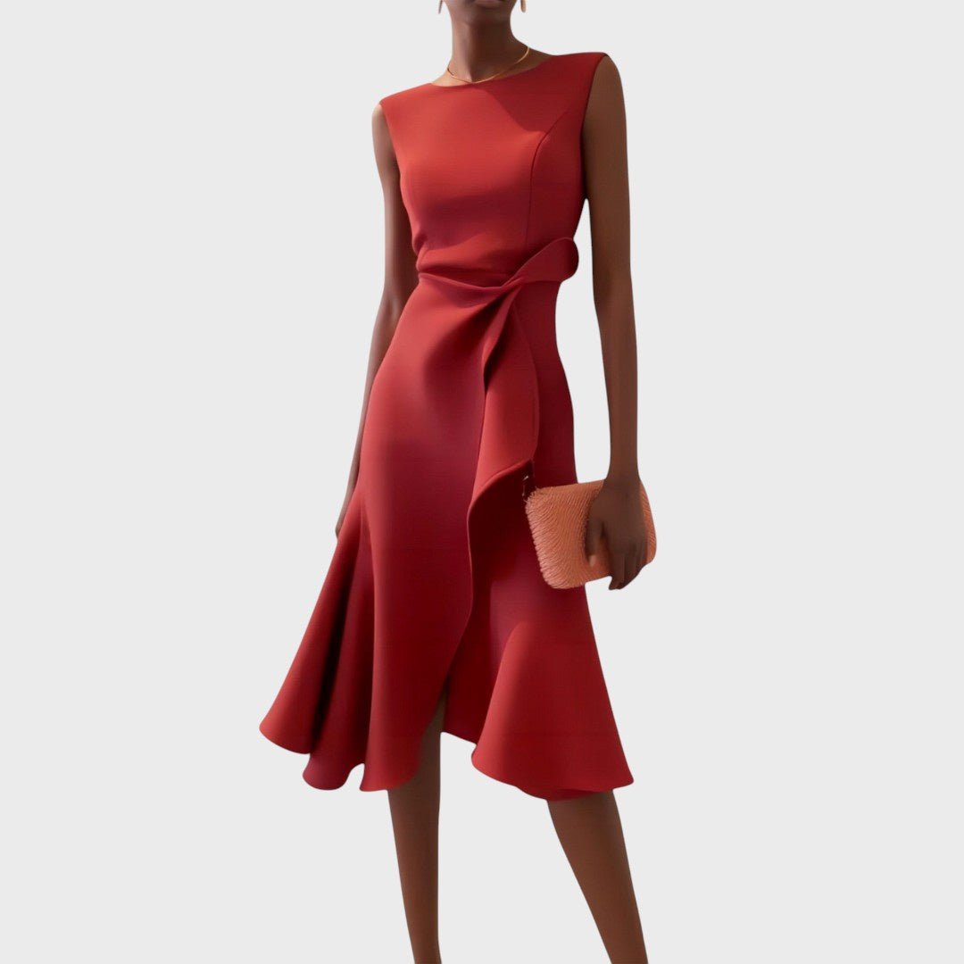 Milica - Rochie midi asimetrică plisată