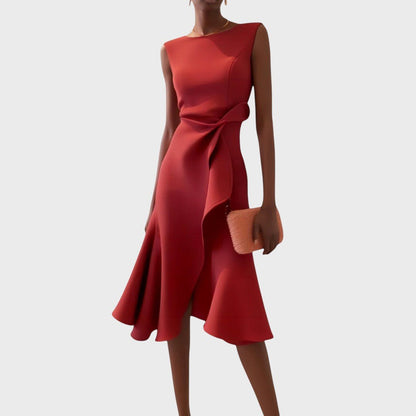 Milica - Rochie midi asimetrică plisată