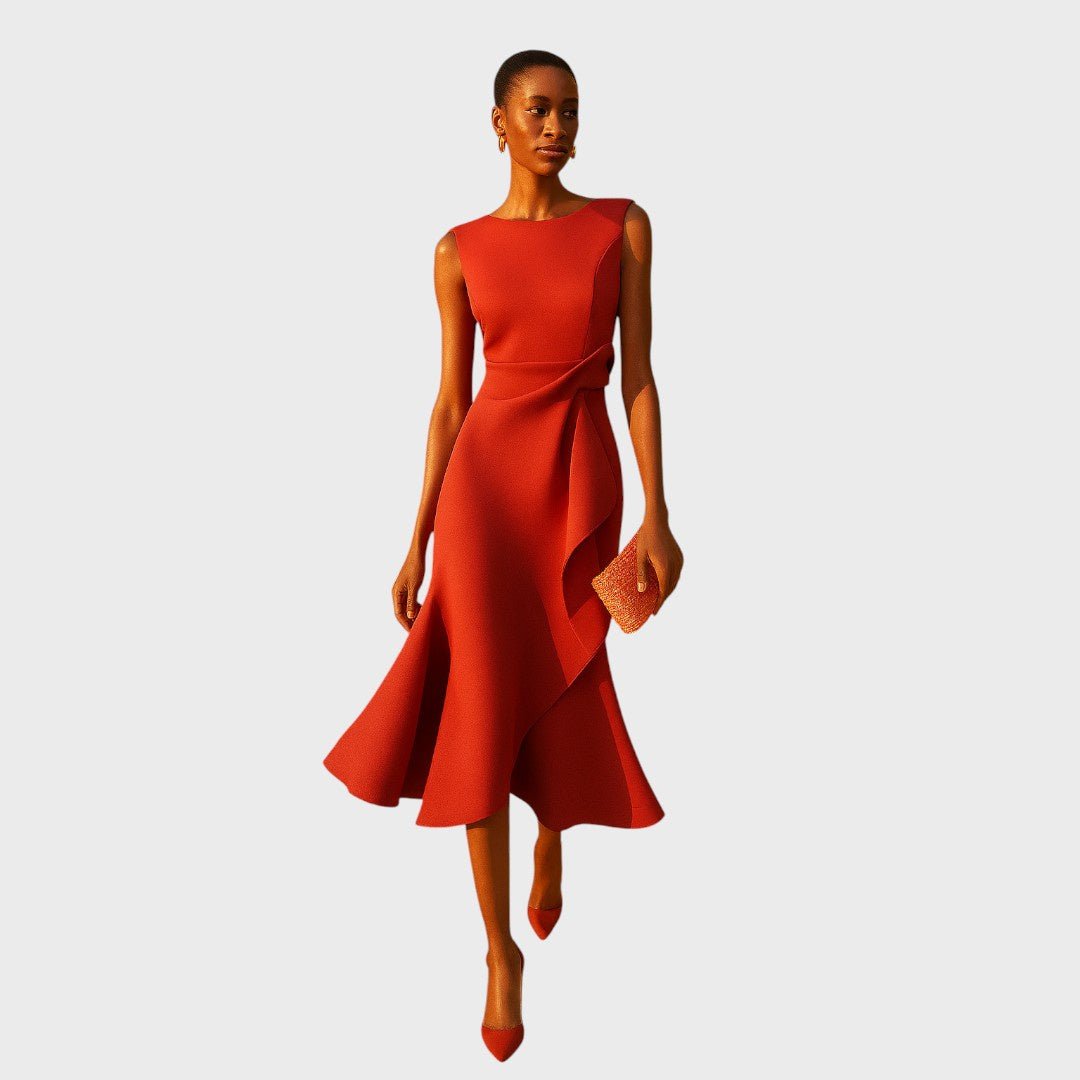 Milica - Rochie midi asimetrică plisată