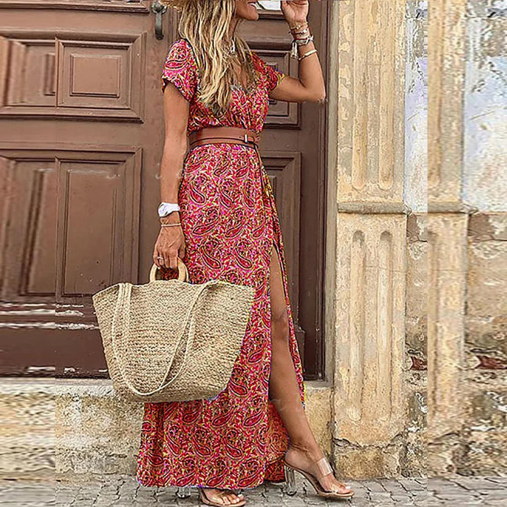 Juliette – Rochie lungă boemă cu talie strânsă