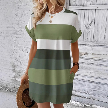 Adelina – Rochie colorată cu dungi moderne și croială lejeră