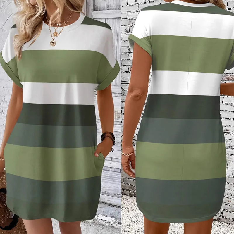 Adelina – Rochie colorată cu dungi moderne și croială lejeră