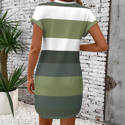 Adelina – Rochie colorată cu dungi moderne și croială lejeră