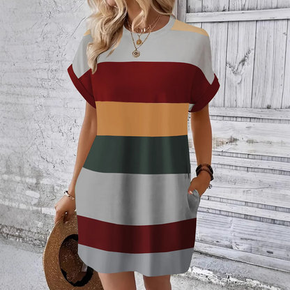 Adelina – Rochie colorată cu dungi moderne și croială lejeră