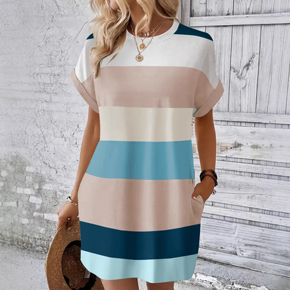 Adelina – Rochie colorată cu dungi moderne și croială lejeră